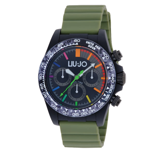 Orologio Uomo Ragazzo Liu Jo Acciaio Nero Gomma Verde TLJ2640